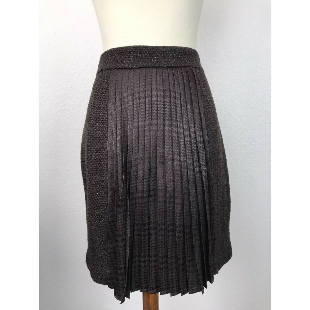 2B Rych Wool Blend Pleated Tweed Pencil Skirt